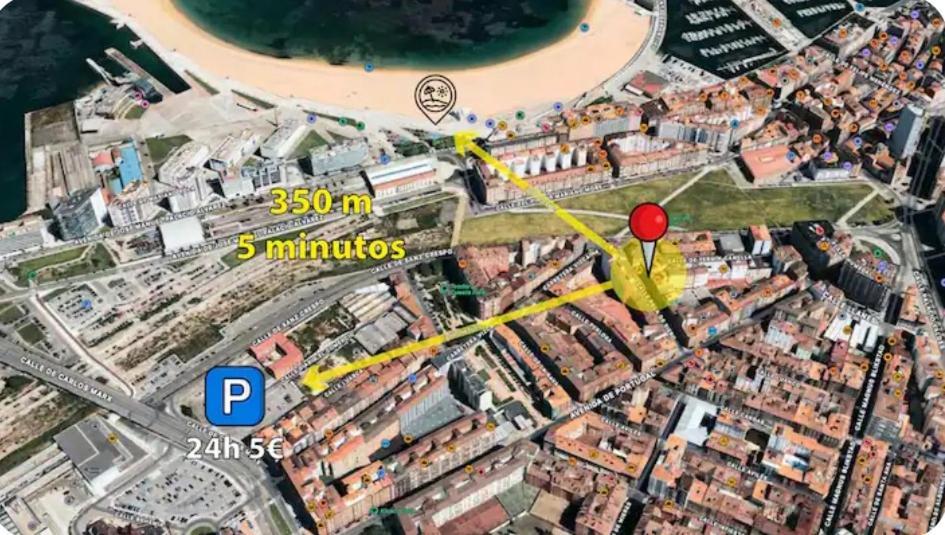 Apartamento El Trasgu De Laviada A 300M Playa, Puerto, Acuario Gijón Exterior foto